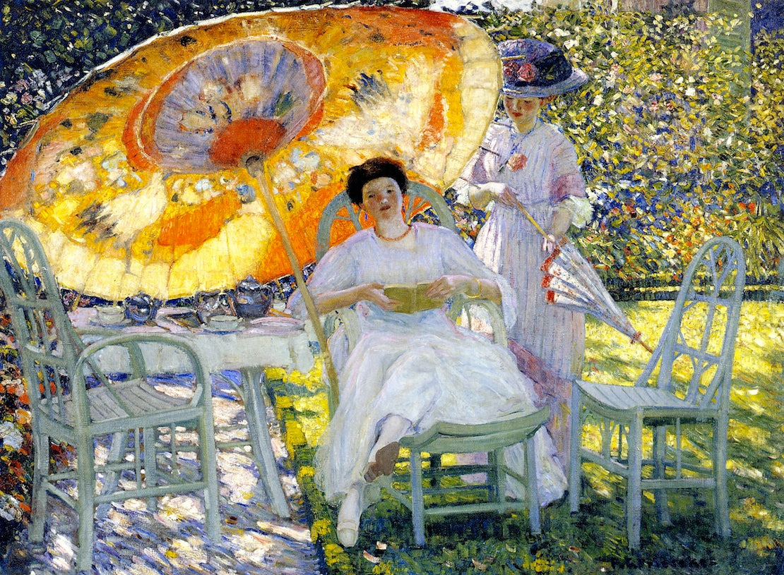 The Garden Parasol by Frederick Carl Frieseke,16x12(A3) Poster