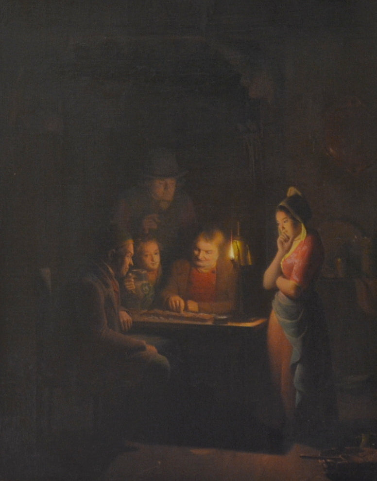 The game of checkers, vintage artwork by Johannes Rosierse, A3 (16x12") Poster Print