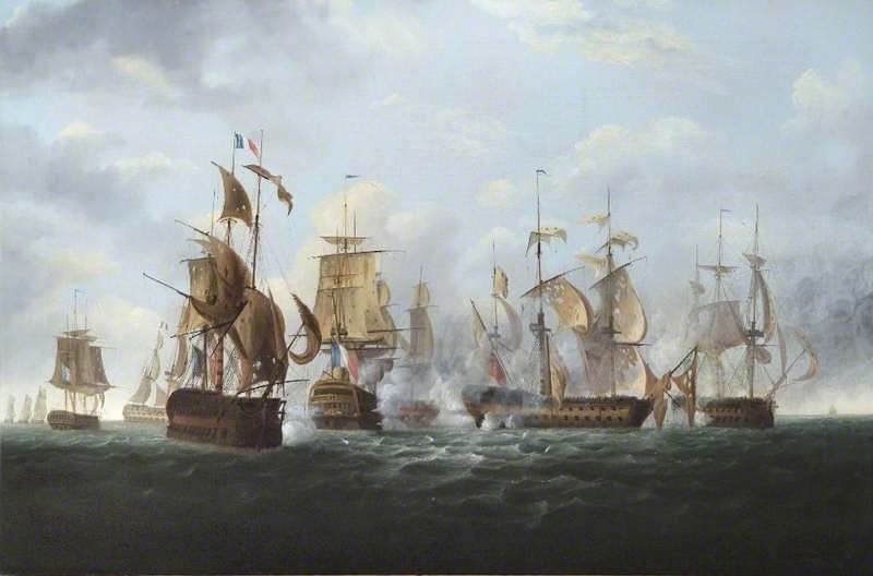 ‘HMS Alexander’ Commanded by Captain Rodney Bligh...., vintage artwork by William Shayer Snr, 12x8" (A4) Poster