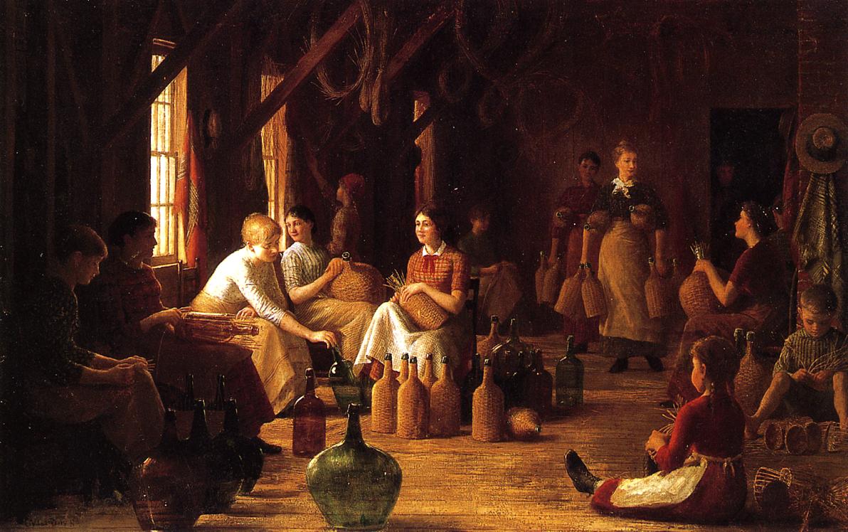 Women Weaving, vintage artwork by Enoch Wood Perry, 12x8" (A4) Poster