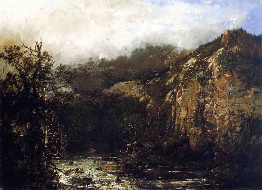 A Mountain Stream from the Foot of Mt. Carter, New Hampshire, vintage artwork by William Louis Sonntag, Sr, 12x8" (A4) Poster