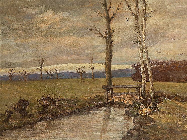 Bleak Landscape, vintage artwork by Pierre Puvis de Chavannes, 12x8" (A4) Poster