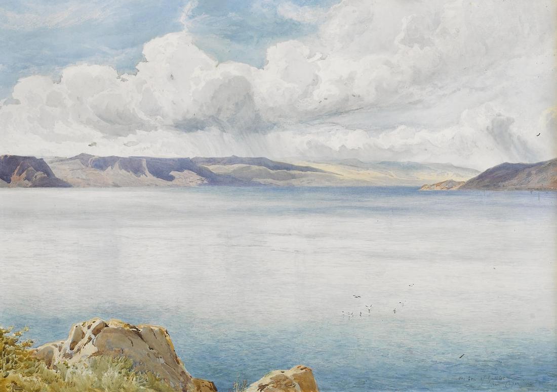 The Sea of Galilee from Capernaum, vintage artwork by Henry Andrew Harper, 12x8" (A4) Poster