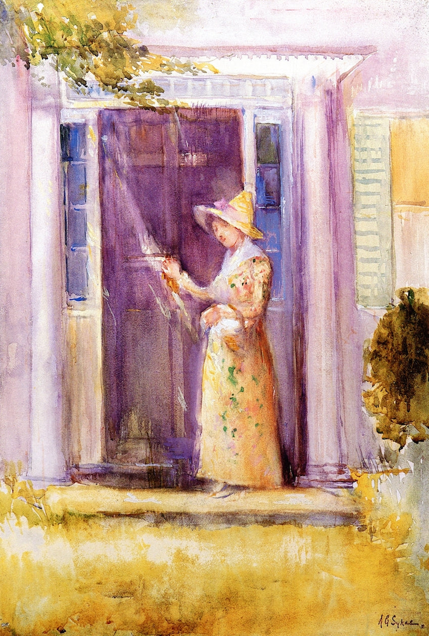 A Friendly Call, vintage artwork by Annie G. Sykes, 12x8" (A4) Poster