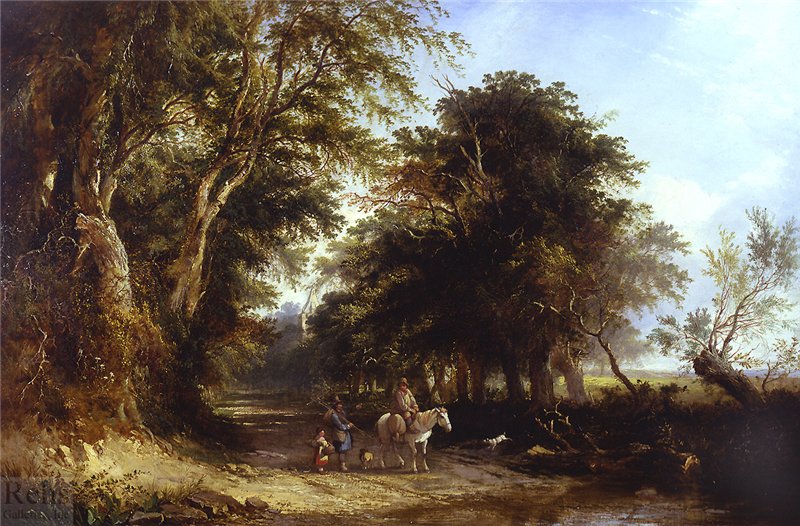 A Wooded Lane, Otford, Kent, vintage artwork by Henry John Boddington, A3 (16x12") Poster Print