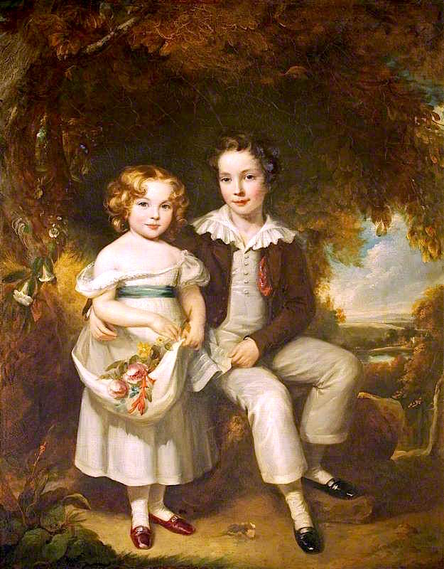 Sir Henry Ainslie Hoare, 5th Bt, and His Sister Georgiana Hoare, as Children, vintage artwork by Eden Upton Eddis, A3 (16x12") Poster Print
