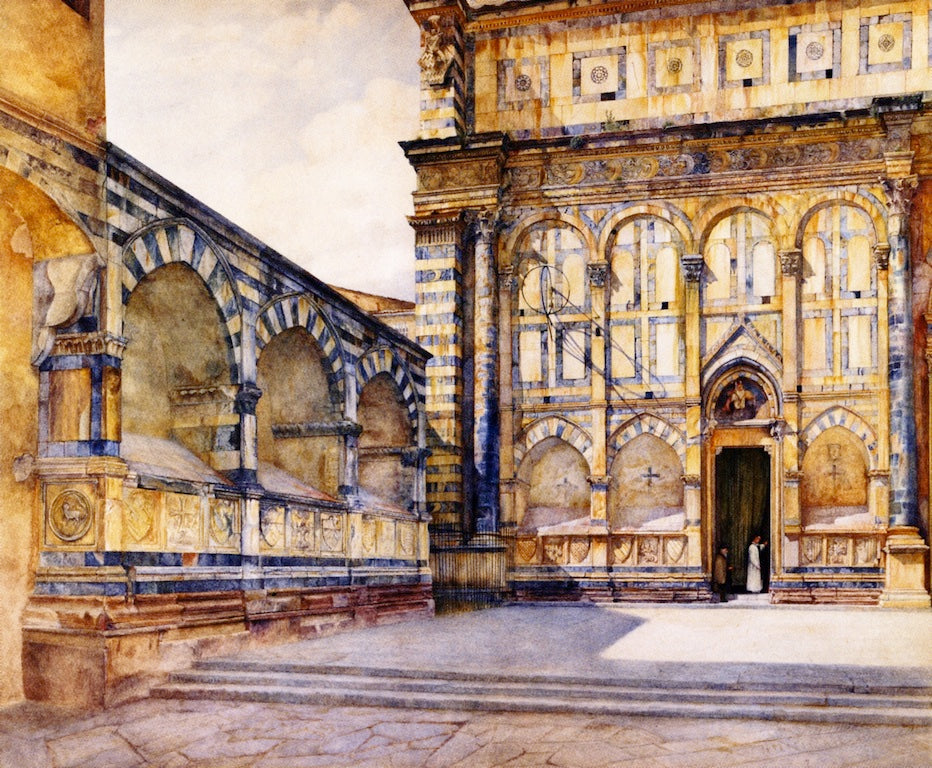 Santa Maria Novella, Florence, Italy, vintage artwork by Henry Roderick Newman, 12x8" (A4) Poster