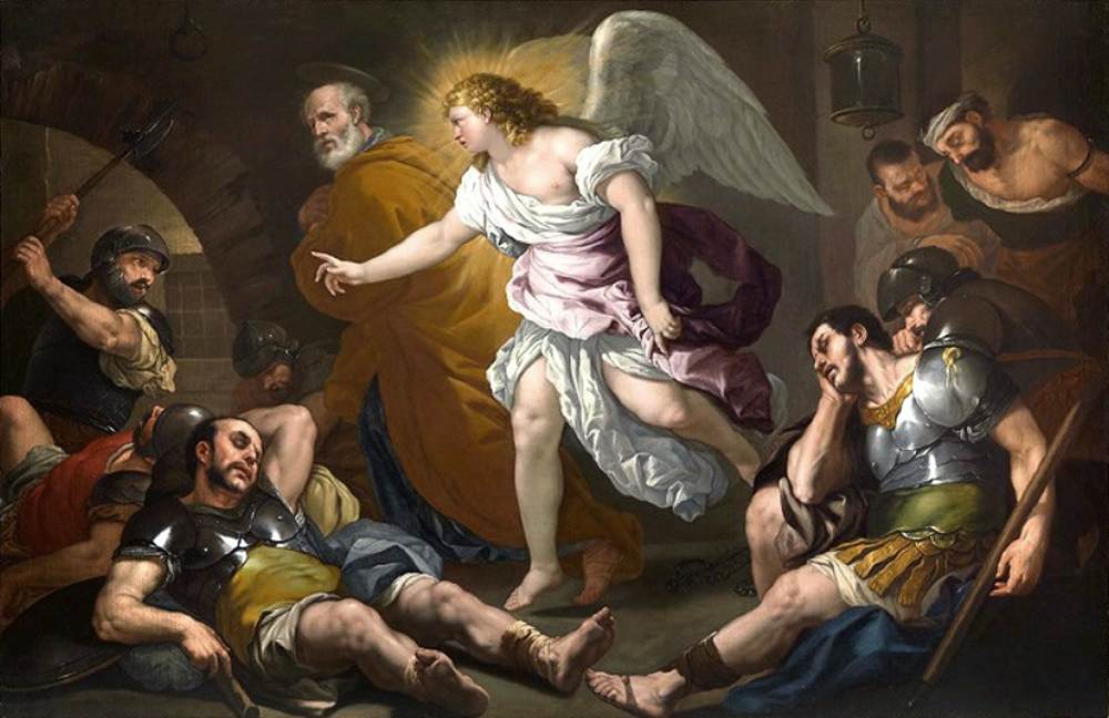 The Liberation of Saint Peter, vintage artwork by Luca Giordano, 12x8" (A4) Poster