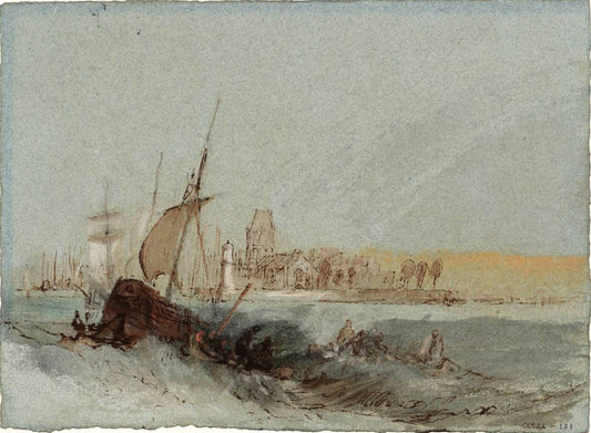 Boats Struggling against the Current at Quillebeuf, vintage artwork by Joseph Mallord William Turner, 12x8" (A4) Poster