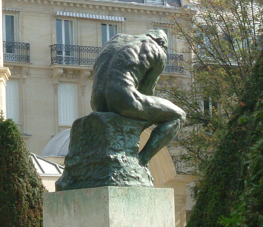 Le Penseur (The Thinker - rear view), vintage artwork by Auguste Rodin, 12x8" (A4) Poster