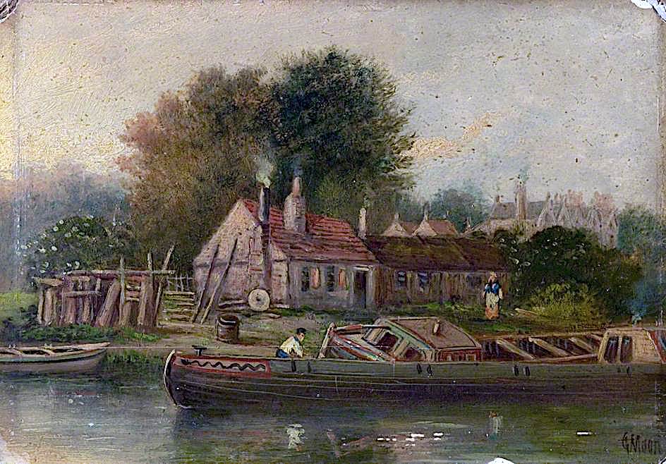Lenton Boatyard, Nottingham, vintage artwork by Thomas Cooper Moore, 12x8" (A4) Poster