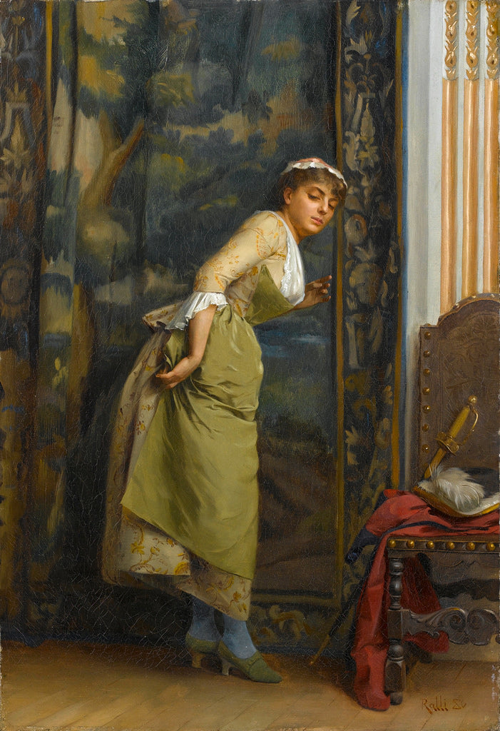 Eavesdropping, vintage artwork by Theodoros Ralli, 12x8" (A4) Poster