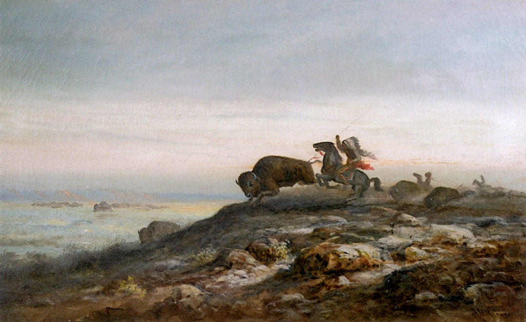 Buffalo Chase by Astley David Montague Cooper,A3(16x12")Poster