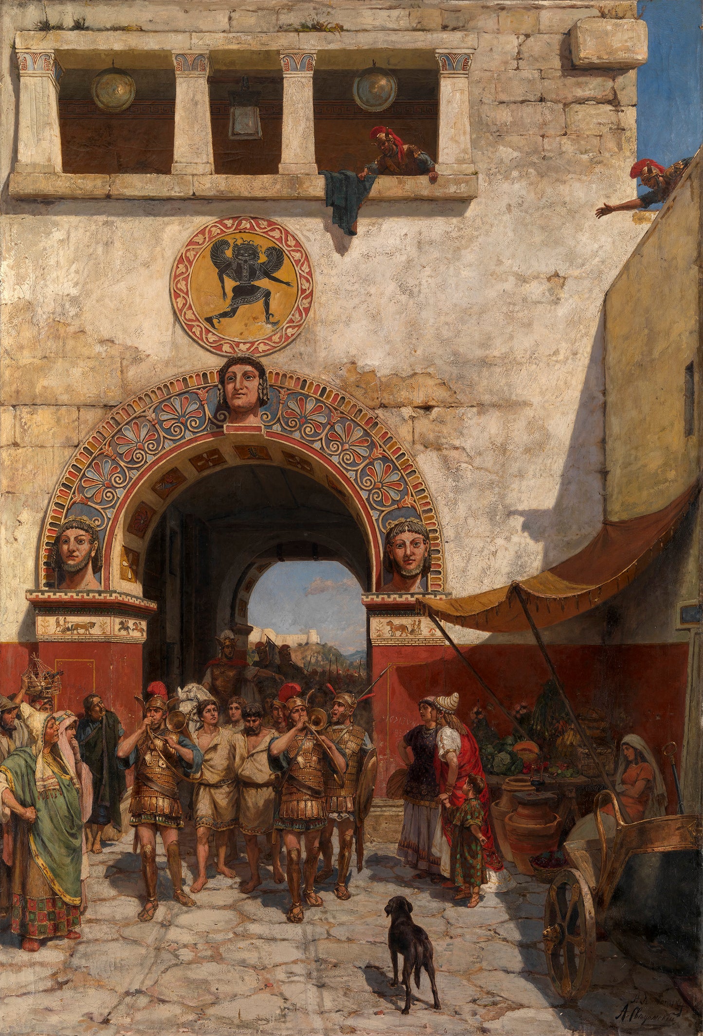 Gate in Volterra, Etruria, vintage artwork by Alexander Svedomsky, 12x8" (A4) Poster
