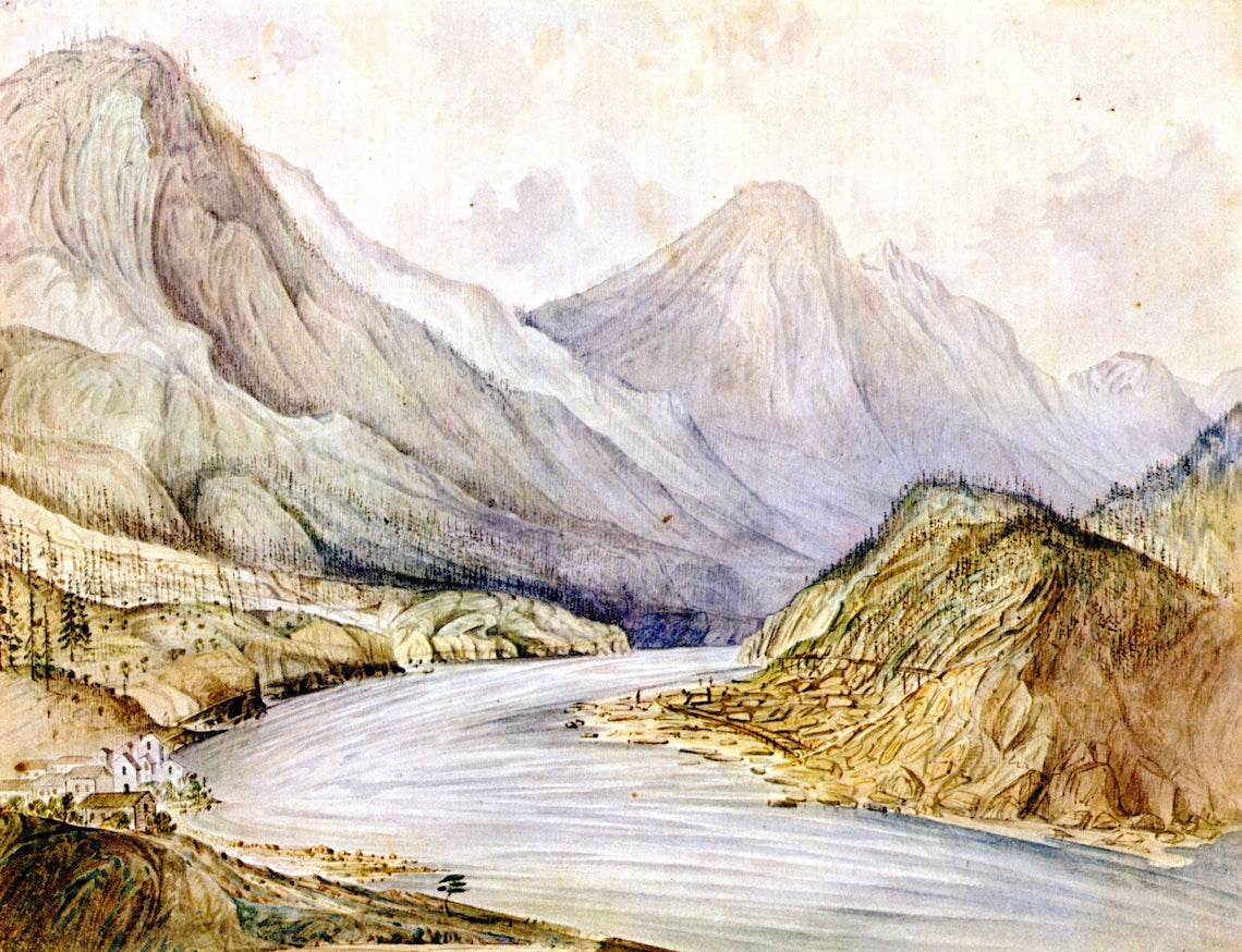 Toulumne River, California, vintage artwork by James Madison Alden, 12x8" (A4) Poster