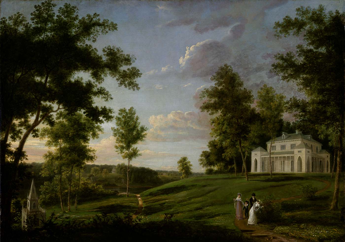Southeast View of "Sedgeley Park," the Country Seat of James Cowles Fisher, Esq., vintage artwork by Thomas Birch, 12x8" (A4) Poster
