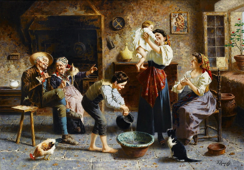 The first bath by Eugenio Zampighi,A3(16x12")Poster