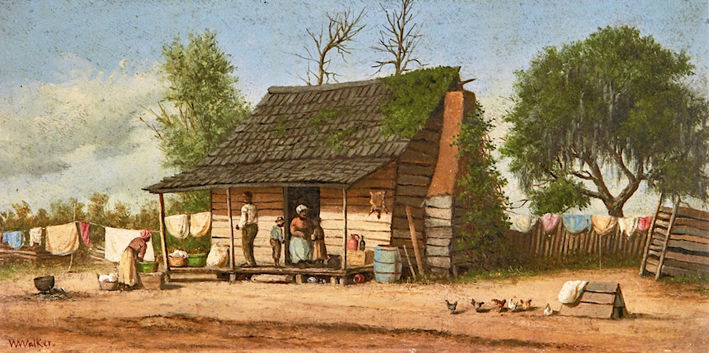 Cabin Scene, Laundry Day, vintage artwork by William Aiken Walker, 12x8" (A4) Poster