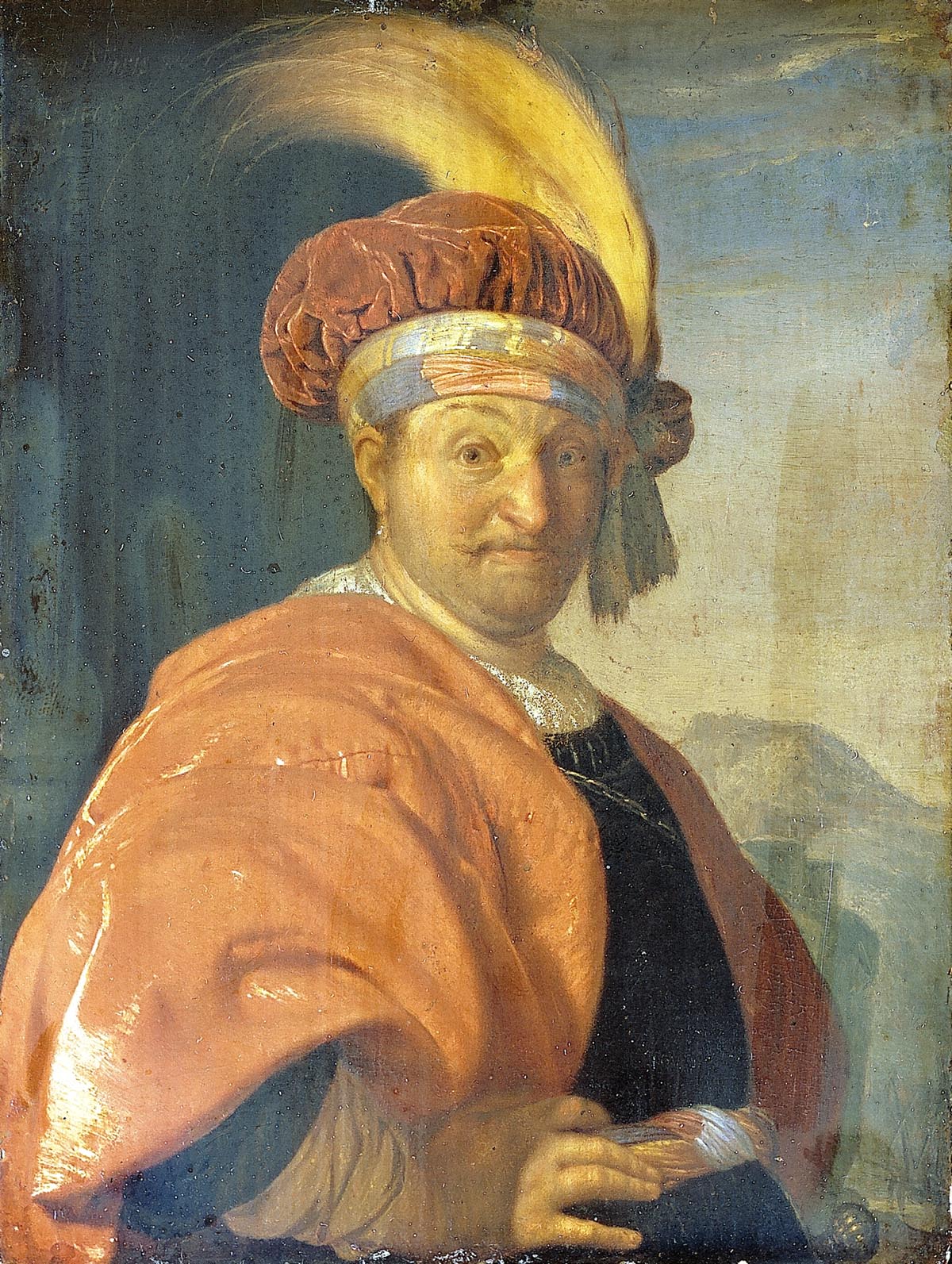 Man in an Oriental Costume, vintage artwork by Frans van Mieris the Elder, 12x8" (A4) Poster