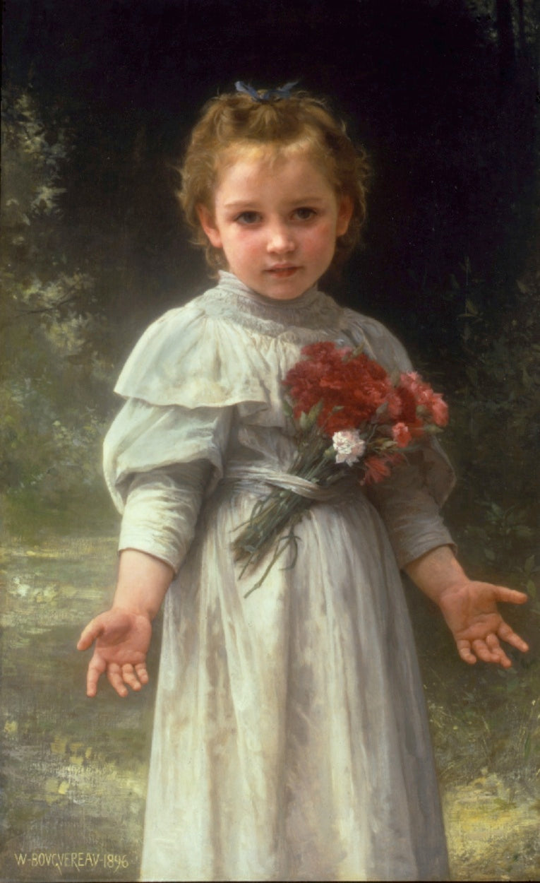 April Smile, vintage artwork by William Bouguereau, 12x8" (A4) Poster