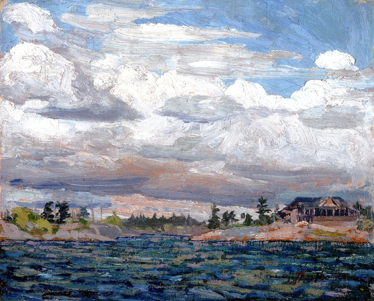 Cottage on a Rocky Shore by Tom Thomson,16x12(A3) Poster