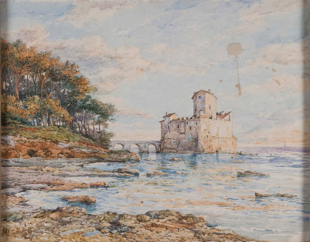 Stronghold on the Sea, vintage artwork by Napoleone Parisani, 12x8" (A4) Poster