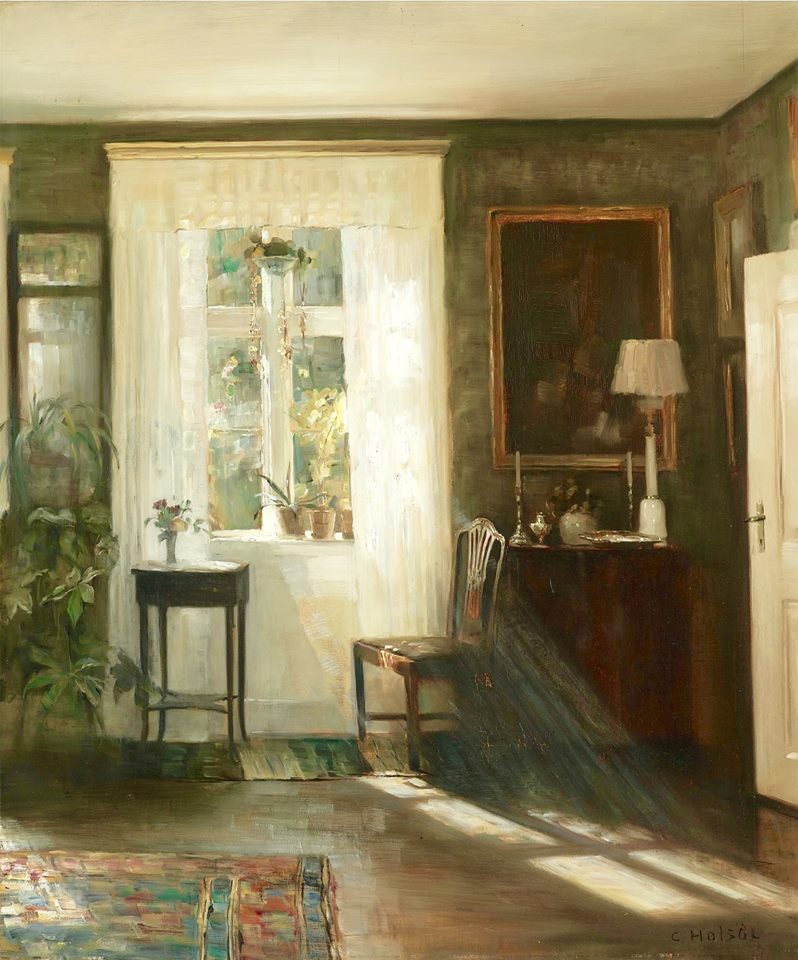 Sunlit Interior, vintage artwork by Carl Vilhelm Holsøe, 12x8" (A4) Poster