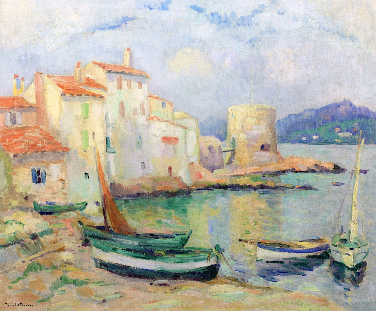 The Old Port of Saint-Tropez by Robert Antoine Pinchon,16x12(A3) Poster