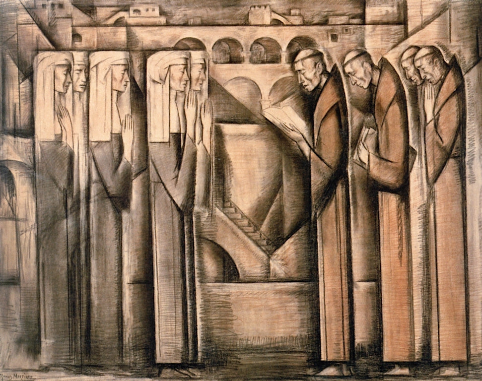 Escena de Mendicantes, vintage artwork by Alfredo Ramos Martinez, 12x8" (A4) Poster