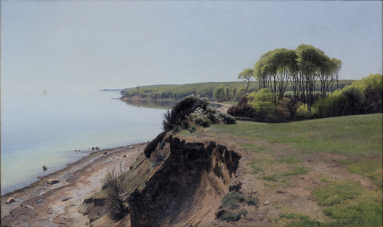 The Trees Serving as Navigation Mark at Moesgård, vintage artwork by Janus La Cour, 12x8" (A4) Poster