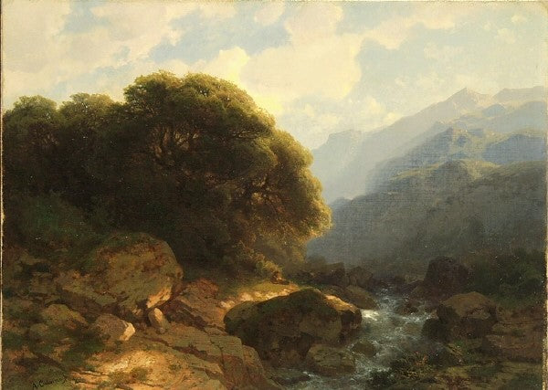 Souvenir de Sallanches, vintage artwork by Alexandre Calame, A3 (16x12") Poster Print