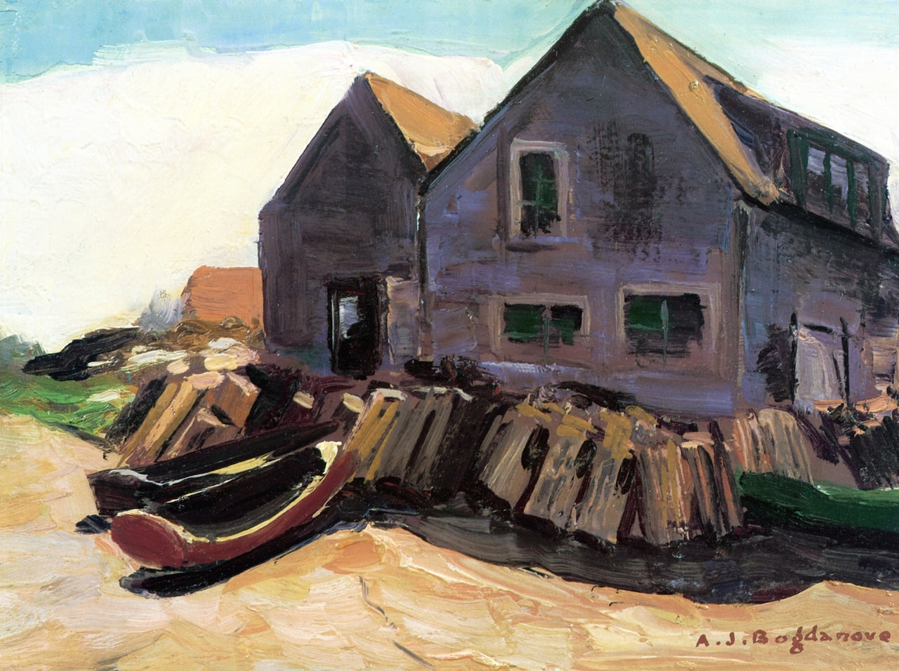 Dwight's Fish House, vintage artwork by Abraham J. Bogdanove, 12x8" (A4) Poster