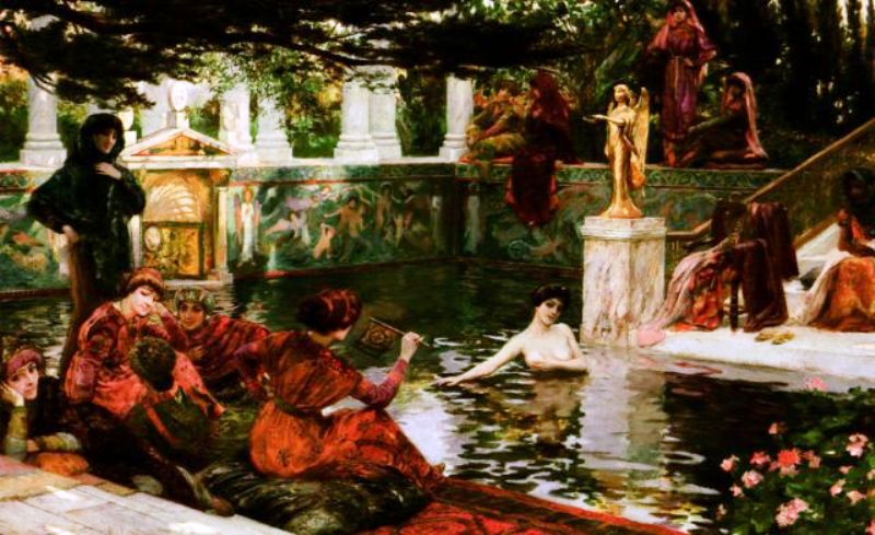 The Bath of Theodora by Georges Antoine Rochegrosse,A3(16x12")Poster