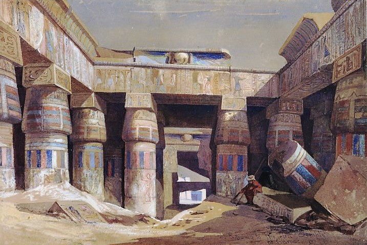 Entrance to the First Temple of Karnak, vintage artwork by William James Müller, A3 (16x12") Poster Print