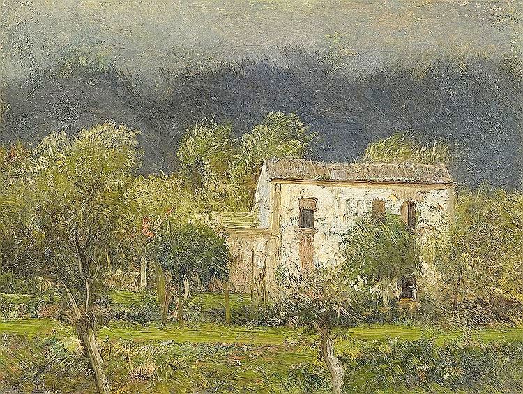 Farm in Olivegrove, vintage artwork by Filippo Palizzi, A3 (16x12") Poster Print