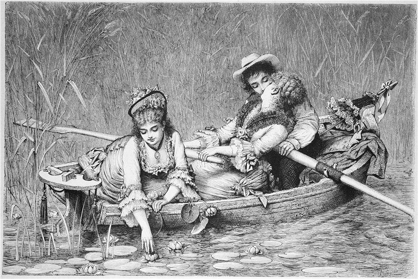 In the Boat, vintage artwork by Knut Ekwall, 12x8" (A4) Poster