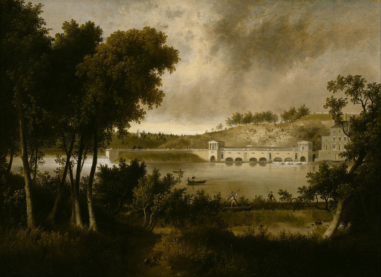 View of the Fairmount Waterworks, Philadelphia, from the Opposite Side of the Schuylkill River, vintage artwork by Thomas Doughty, A3 (16x12") Poster Print