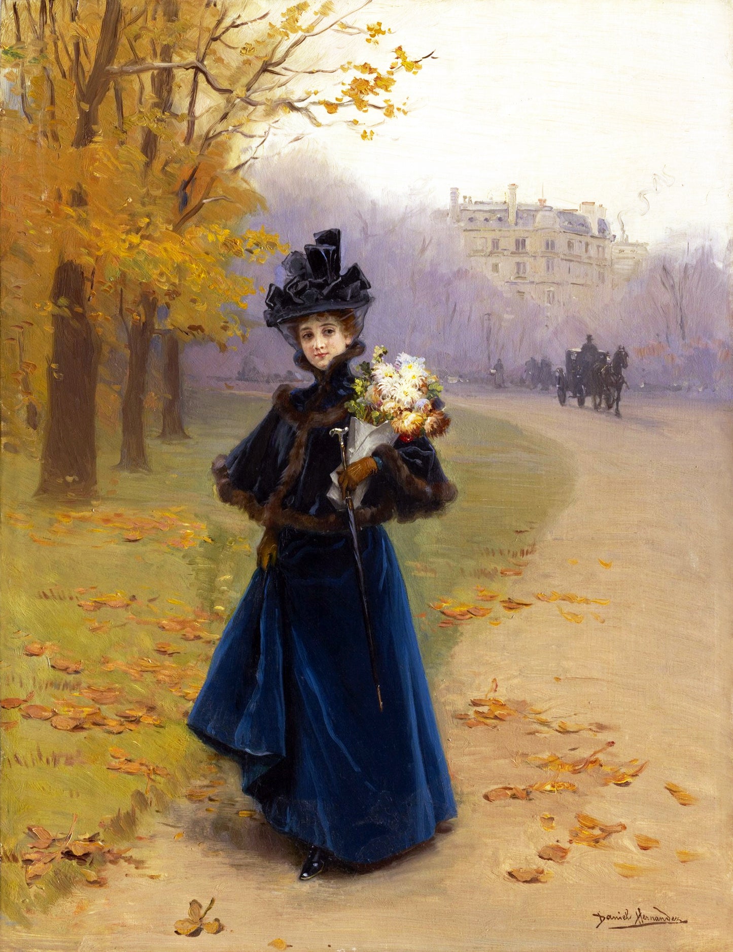 Woman in the Bois de Bolougne by Daniel Hernandez Morillo,A3(16x12")Poster