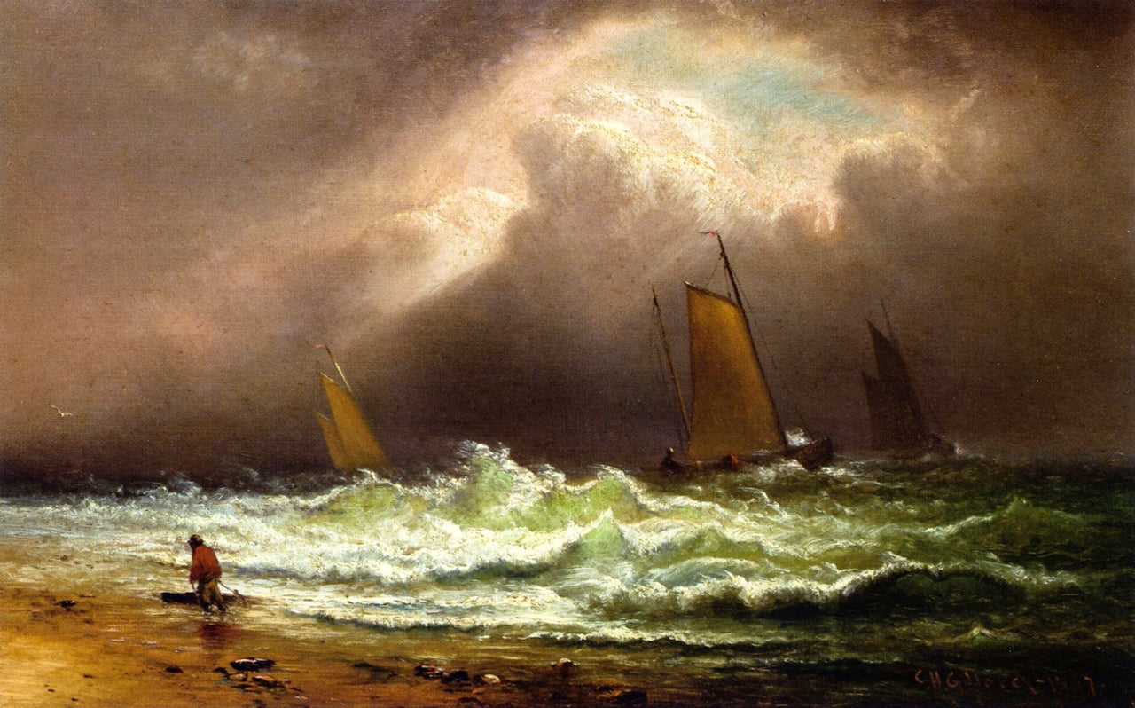 Crashing Waves, vintage artwork by Charles Henry Gifford, 12x8" (A4) Poster