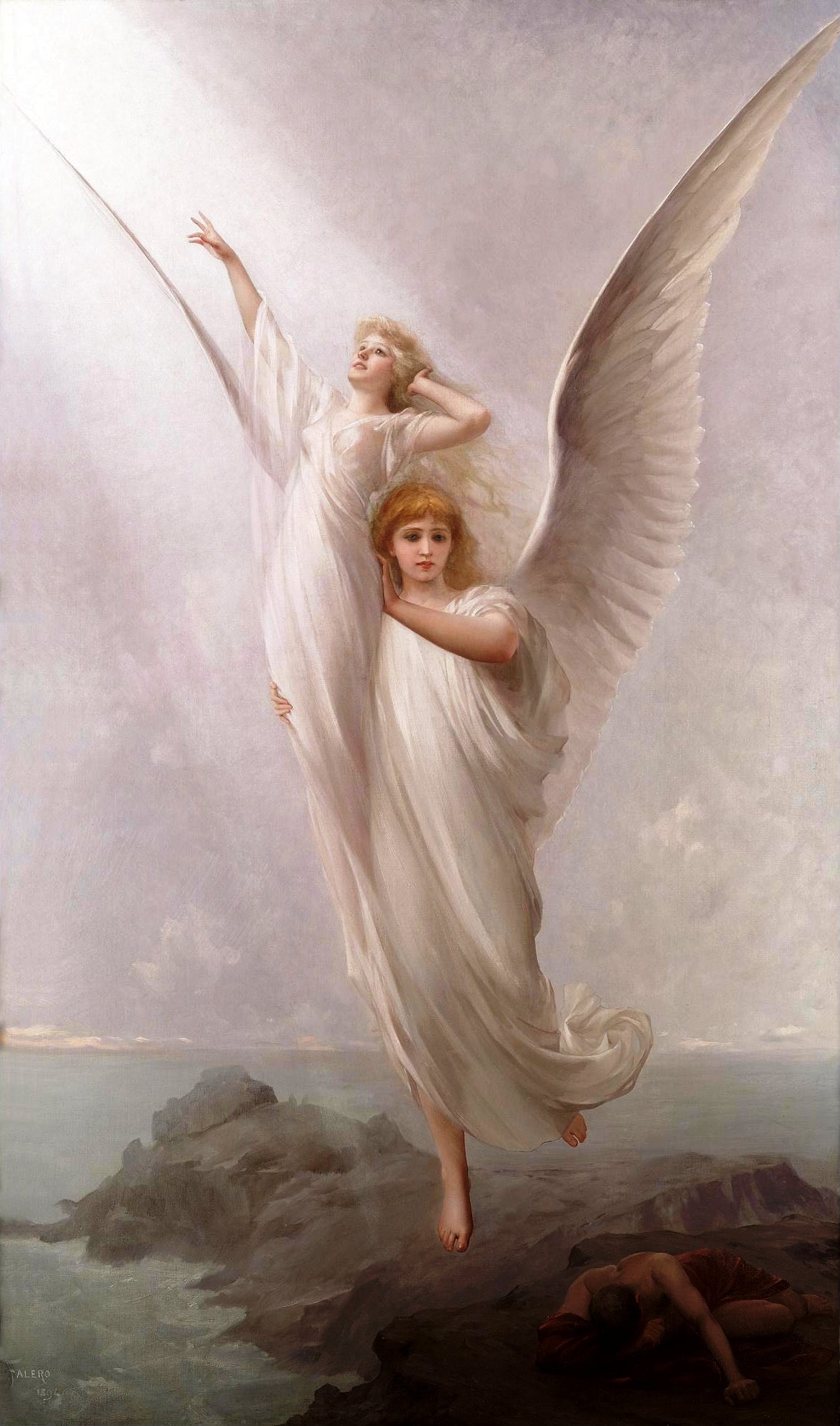 The Human Soul, vintage artwork by Luis Ricardo Falero, 12x8" (A4) Poster