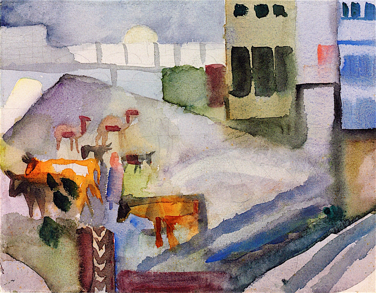 Kairouan II, vintage artwork by August Macke, 12x8" (A4) Poster