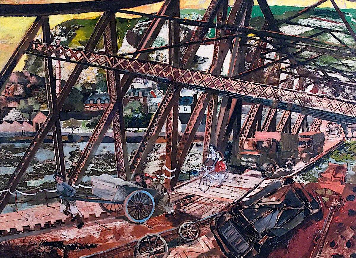 Bridge Crossing the River Seine at Rouen by Albert Richards,16x12(A3) Poster
