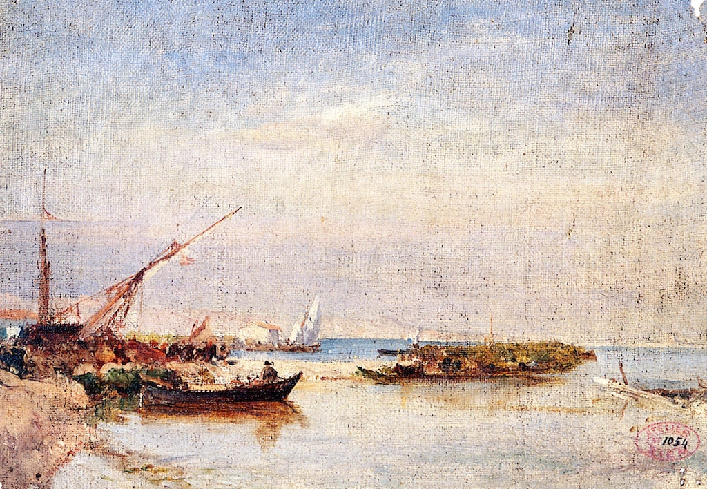 Martigues, rives de l'etang de Berre, vintage artwork by Felix-Francois-Georges-Philbert Ziem, 12x8" (A4) Poster