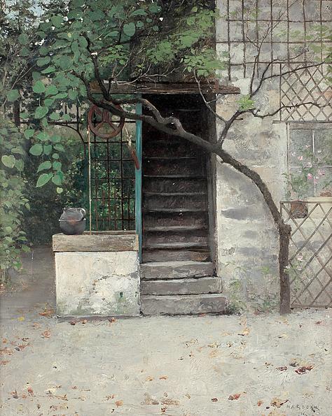 use with Stairs and Trees by August Wilhelm Nikolaus Hagborg,A3(16x12")Poster