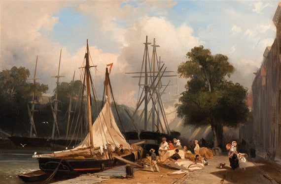 The Departure of the Immigrants to the United States, vintage artwork by Frans Arnold Breuhaus de Groot, 12x8" (A4) Poster