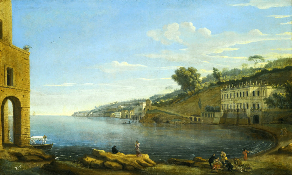 Naples. A View of the Villa Martinelli at Posillipo, vintage artwork by Caspar van Wittel, 12x8" (A4) Poster