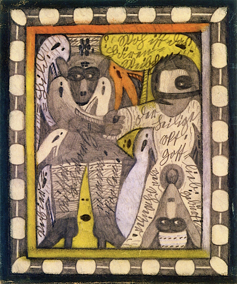 Picture Puzzle: Where is the Little Bernese Woman?, vintage artwork by Adolf Wölfli, 12x8" (A4) Poster