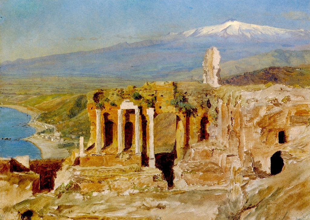 Mount Etna, Sicily, vintage artwork by Thomas Hiram Hotchkiss, 12x8" (A4) Poster