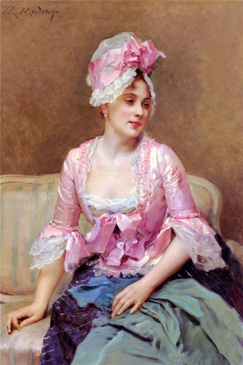 Portrait of Aline Mason, vintage artwork by Raimundo de Madrazo y Garreta, 12x8" (A4) Poster
