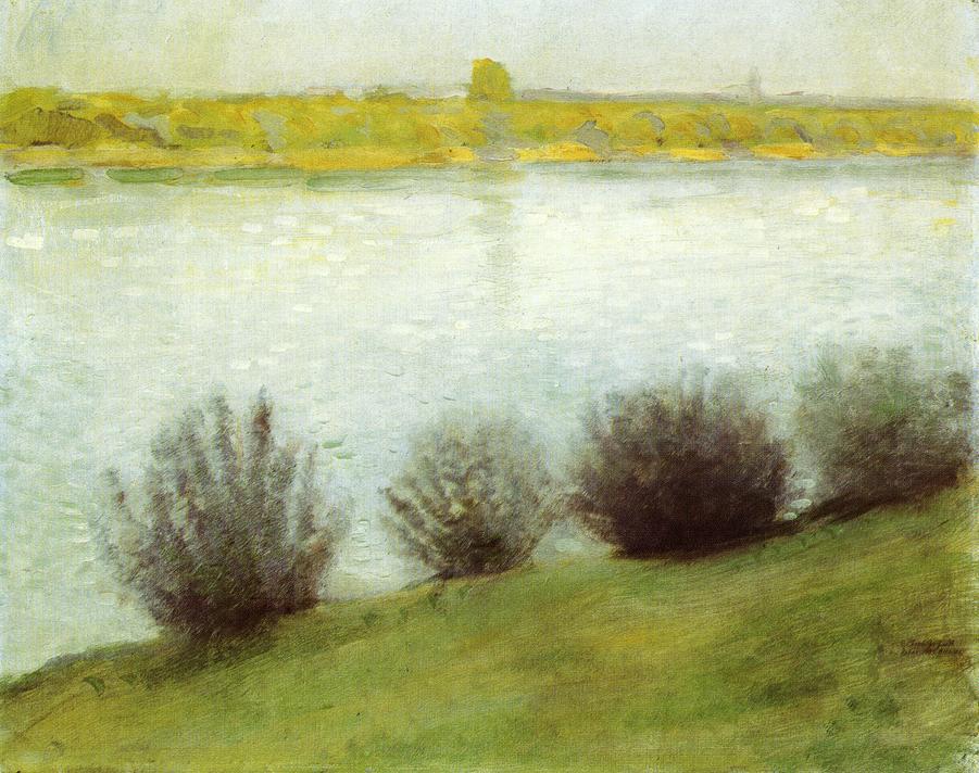 The Rhine near Herzel, vintage artwork by August Macke, 12x8" (A4) Poster